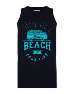 Bigdude Small Print Sleeveless T-Shirt Navy